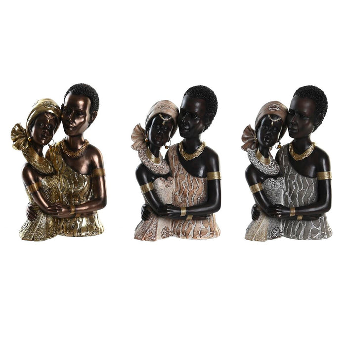 Figură Decorativă DKD Home Decor 20 x 14,5 x 33 cm Bej Auriu* Maro Colonial Africană (3 Piese)