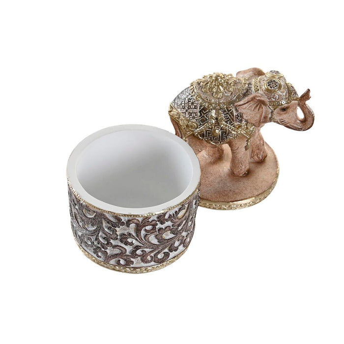 Figură Decorativă DKD Home Decor Bej Auriu* Elefant Colonial 9 x 9 x 17 cm (2 Unități)