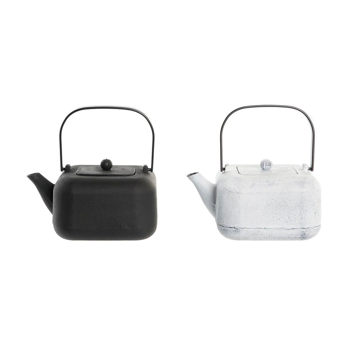 Ceainic DKD Home Decor Negru Oțel inoxidabil Alb 1,2 L (2 Unități)