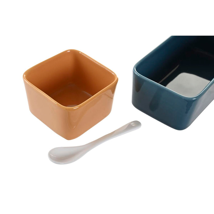 Set de Aperitiv DKD Home Decor Porțelan Multicolor Bambus 5 Piese (27 x 26 x 8 cm)