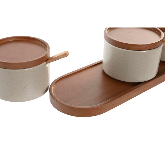 Zaharniță DKD Home Decor 29 x 10 x 7 cm Bej Maro Lemn de cauciuc (7 Unități)