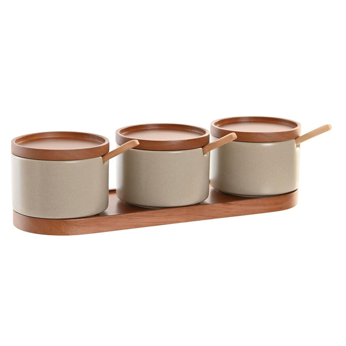 Zaharniță DKD Home Decor 29 x 10 x 7 cm Bej Maro Lemn de cauciuc (7 Unități)