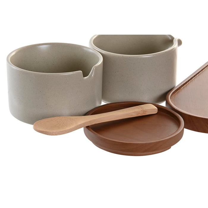 Zaharniță DKD Home Decor 19,5 x 18,5 x 7 cm Bej Maro Lemn de cauciuc 4 Piese