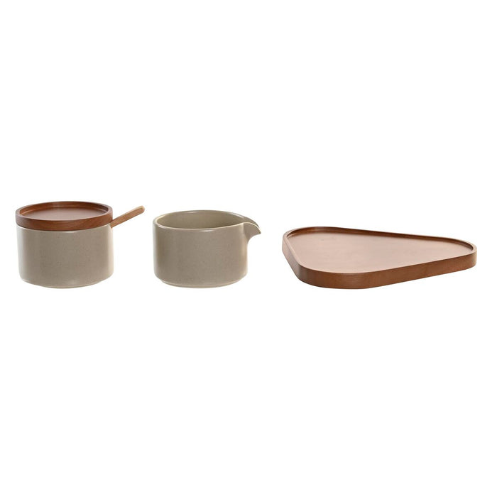 Zaharniță DKD Home Decor 19,5 x 18,5 x 7 cm Bej Maro Lemn de cauciuc 4 Piese