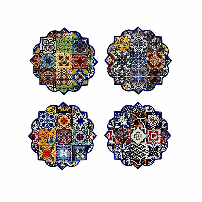 Suport pentru pahare DKD Home Decor 10,8 x 10,8 x 0,7 cm (4 Piese)