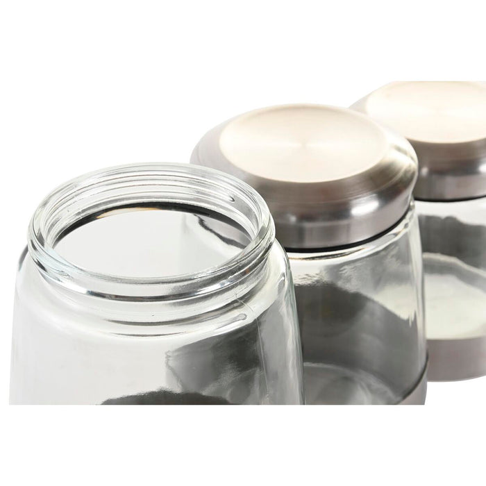 Set de 3 tuburi DKD Home Decor Geam Argintiu Transparent Oțel inoxidabil