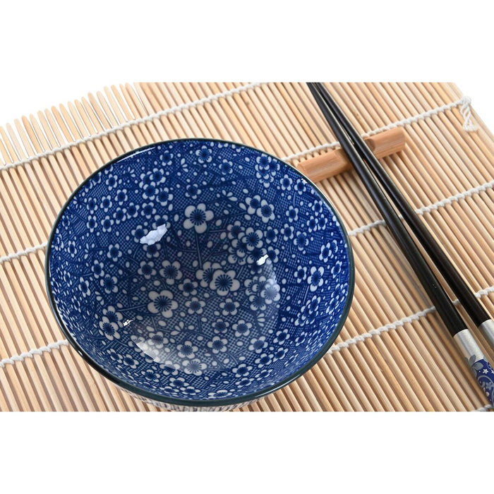 Set de Sushi DKD Home Decor 14,5 x 14,5 x 31 cm Negru Albastru Gresie Oriental (16 Piese)