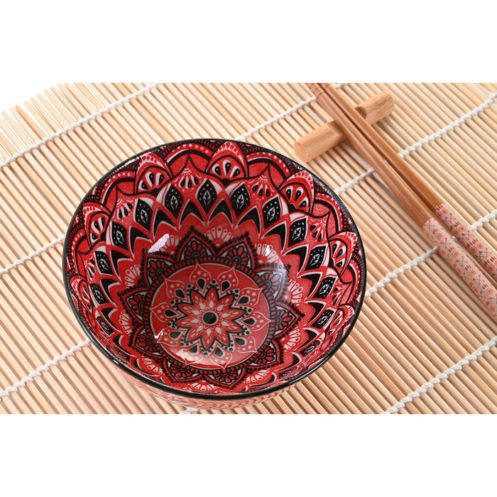 Set de Sushi DKD Home Decor 14,5 x 14,5 x 31 cm Fucsia Mandala Gresie Oriental (16 Piese)