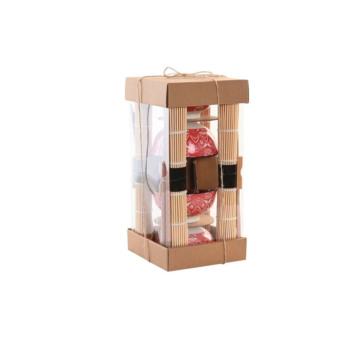Set de Sushi DKD Home Decor 14,5 x 14,5 x 31 cm Fucsia Mandala Gresie Oriental (16 Piese)
