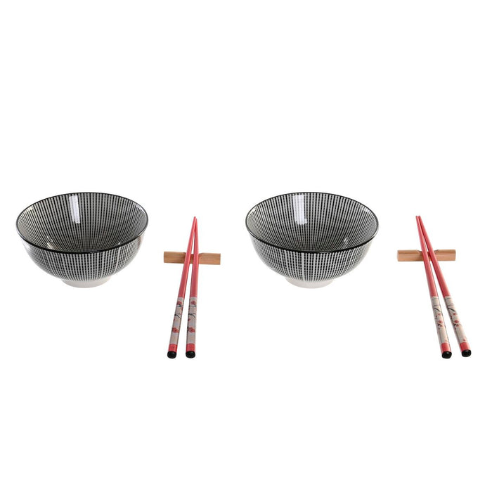 Set de Sushi DKD Home Decor 30 x 21 x 7 cm Negru Gresie Oriental (6 Piese)