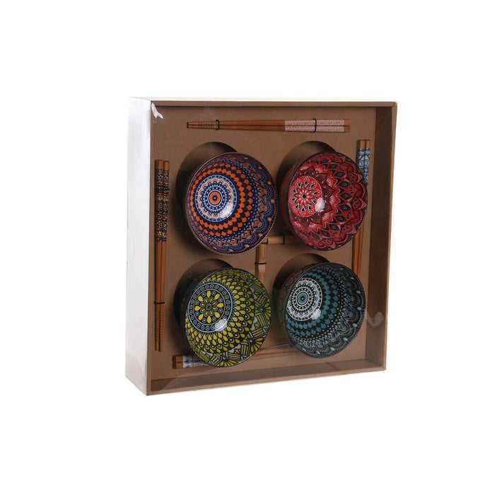 Set de Sushi DKD Home Decor 34 x 34 x 6,5 cm Multicolor Mandala Gresie Oriental (12 Unități)
