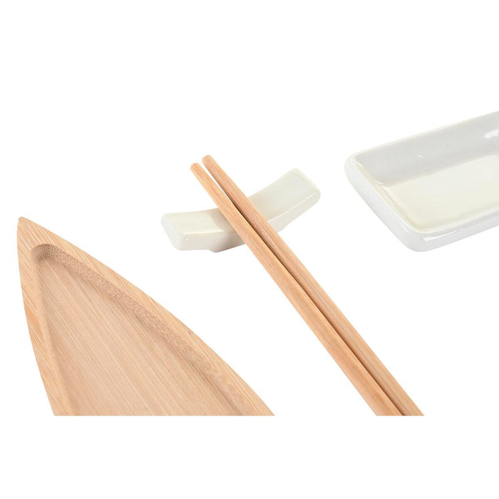 Set de Sushi DKD Home Decor 8 x 5 x 2 cm Ceramică Natural Alb Oriental