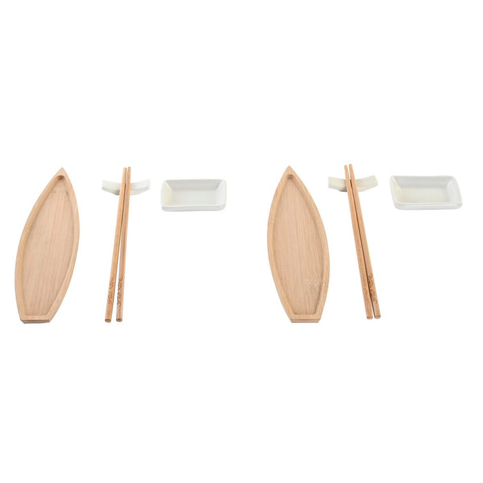 Set de Sushi DKD Home Decor 8 x 5 x 2 cm Ceramică Natural Alb Oriental