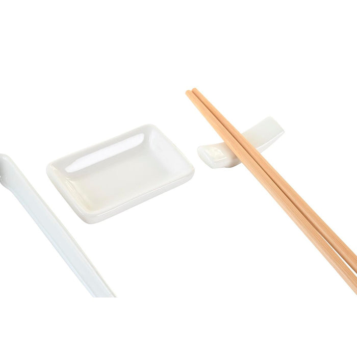 Set de Sushi DKD Home Decor 24 x 7 x 2 cm Natural Alb Gresie Oriental