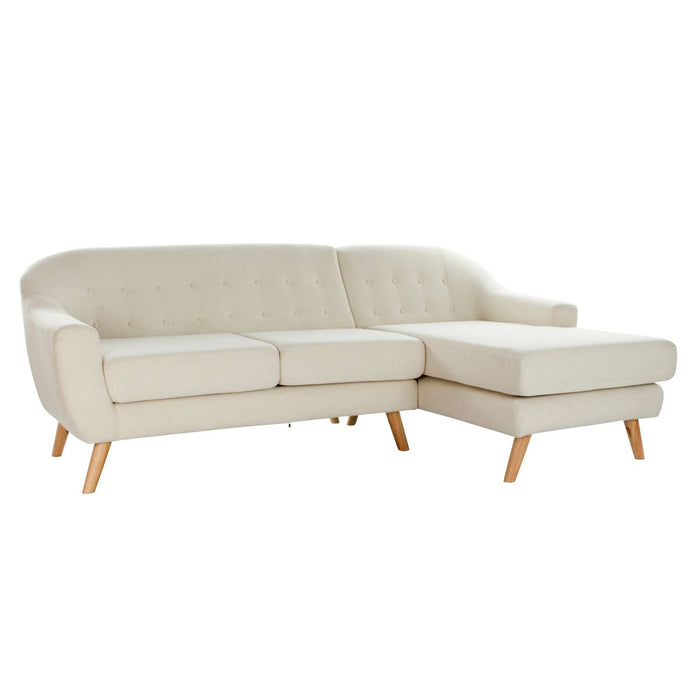 Canapea Șezlong DKD Home Decor Crem Lemn de cauciuc 226 x 144 x 84 cm
