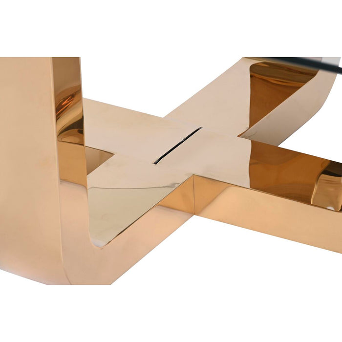 Masa de Cafea DKD Home Decor Auriu* Oțel Sticlă Temperată 100 x 100 x 45 cm