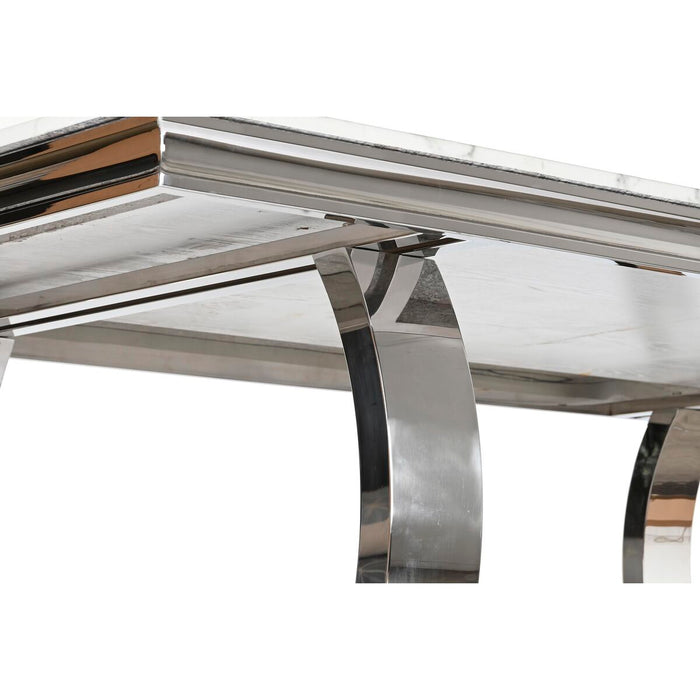 Masă de Sufragerie DKD Home Decor Argintiu Alb Oțel Marmură (180 x 90 x 75 cm)
