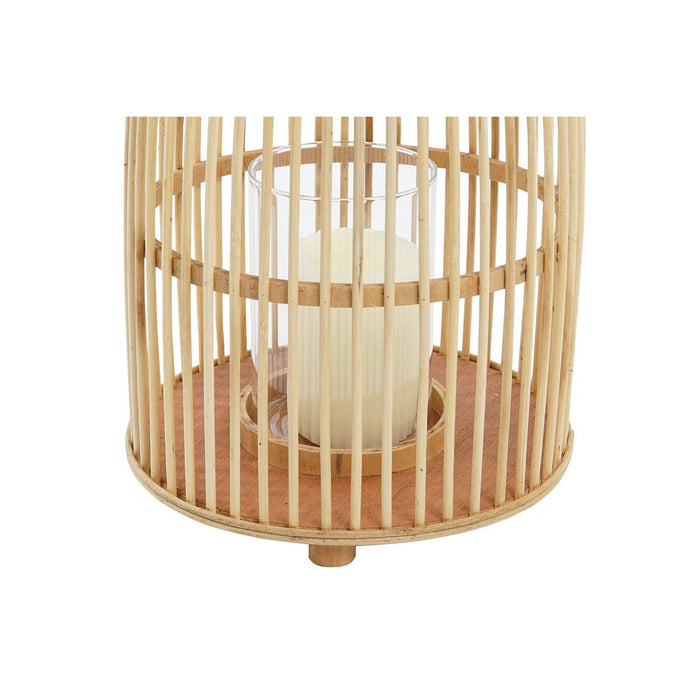 Suport de Lumânări DKD Home Decor Geam Bambus (25 x 25 x 56 cm)