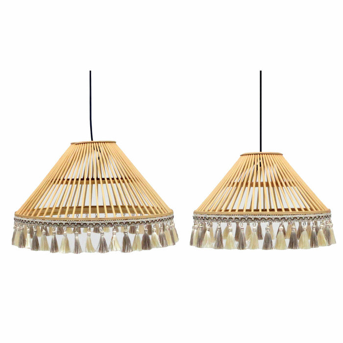 Lustră DKD Home Decor 2 Piese Maro Poliester Ratan 50 W (45 x 45 x 28 cm)