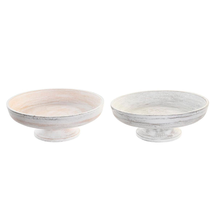 Decorațiune pentru Centrul Mesei DKD Home Decor Alb Bej Finisaj învechit 30 x 30 x 11 cm (2 Unități)