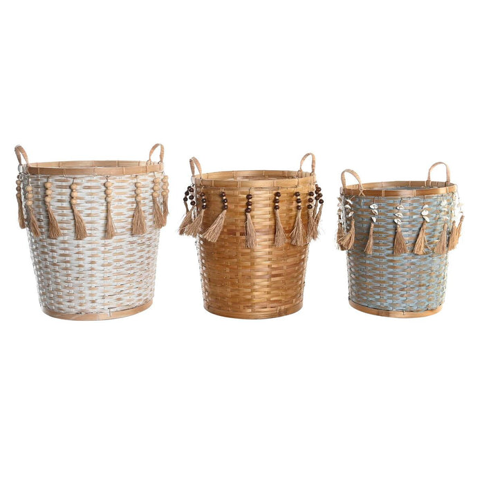 Set de Coșuri DKD Home Decor Multicolor Bambus Boho 49 x 45 x 54 cm