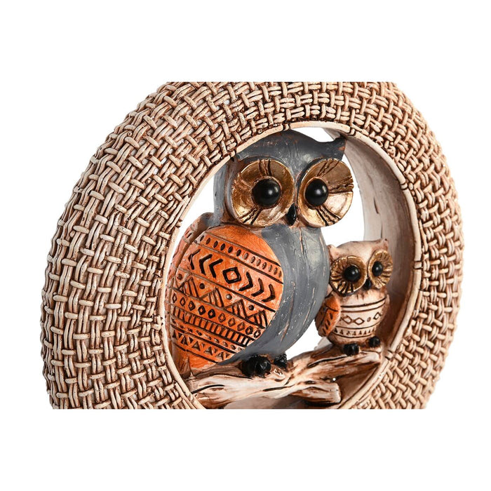Figură Decorativă DKD Home Decor 16,5 x 6 x 25,5 cm Bej Bufniță Albastru Boho (2 Unități)