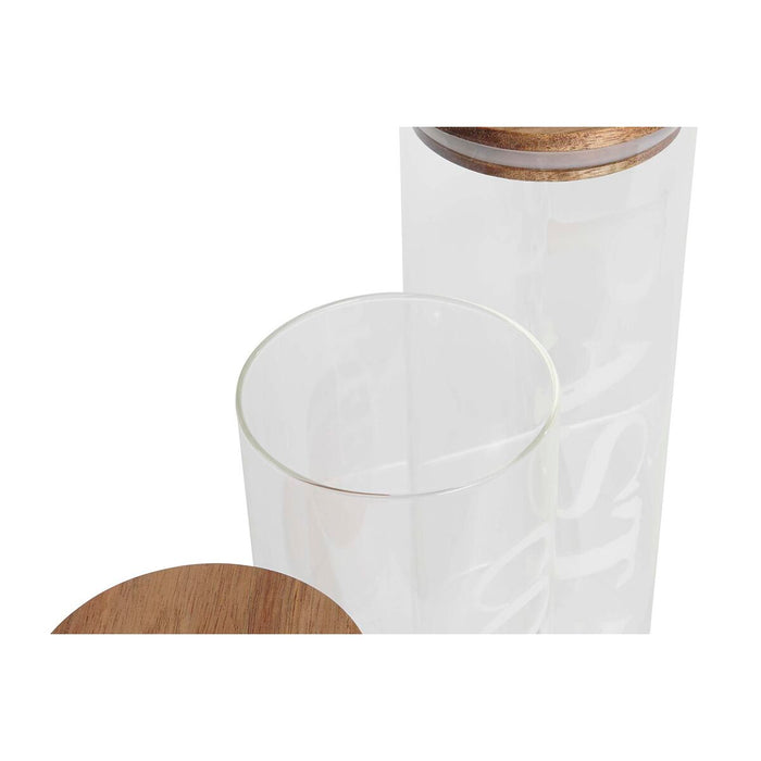 Set de 3 tuburi DKD Home Decor 10,2 x 10,2 x 27,7 cm Natural Transparent Salcâm Litere Sticlă borosilicată