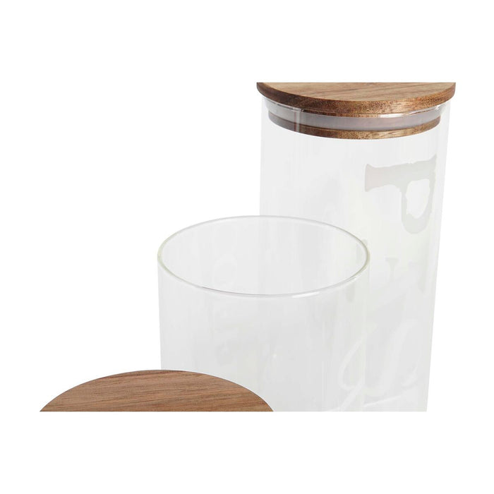 Set de 3 tuburi DKD Home Decor 10,2 x 10,2 x 27,7 cm Natural Transparent Salcâm Litere Sticlă borosilicată