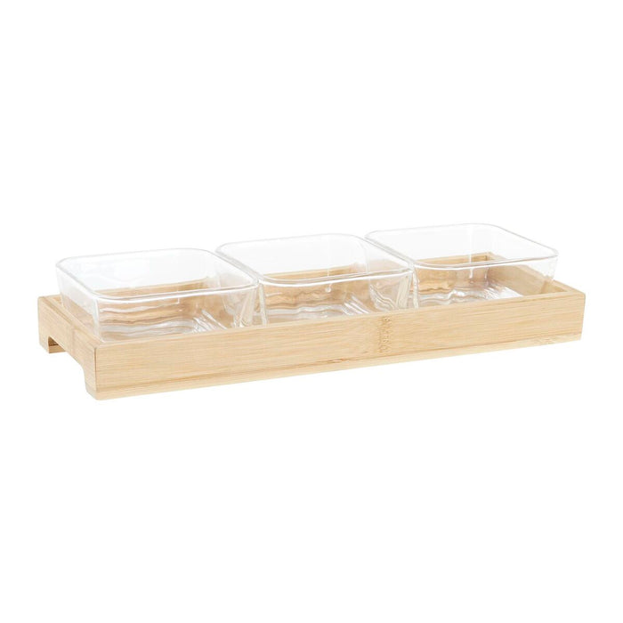 Tavă pentru gustari DKD Home Decor 31,5 x 11 x 6 cm Geam Natural 280 ml