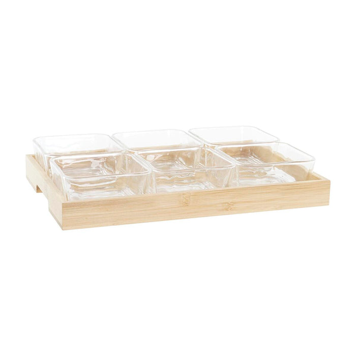 Tavă pentru gustari DKD Home Decor 32 x 21 x 6 cm Geam Natural 280 ml