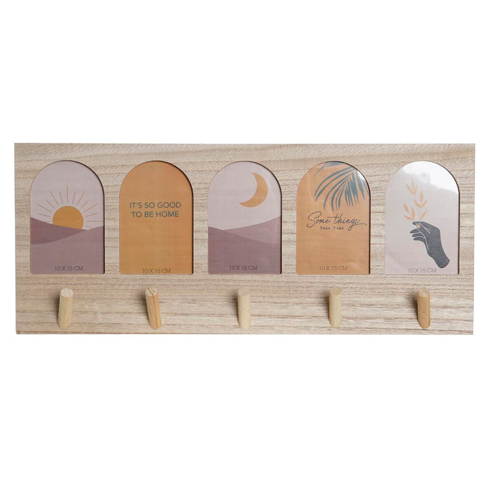 Suport de haine DKD Home Decor 56 x 5 x 23,5 cm Natural Multicolor Lemn MDF Boho