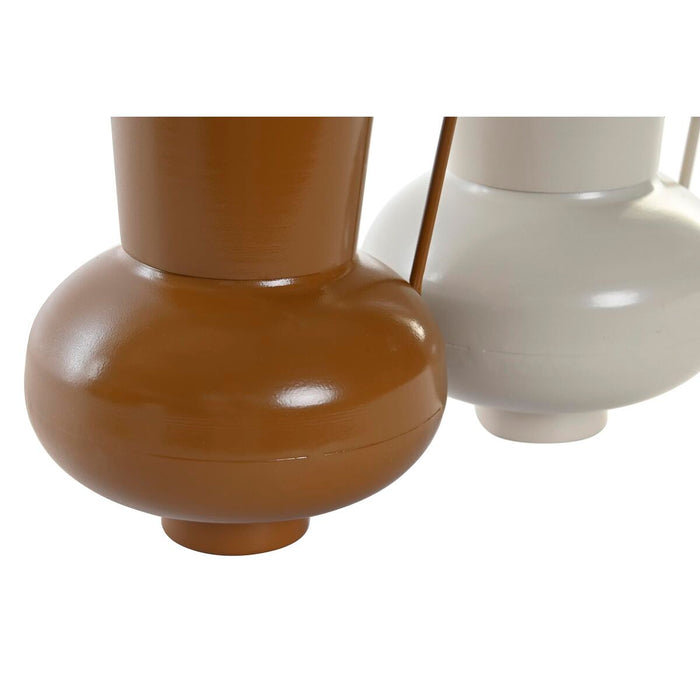 Vază DKD Home Decor 13 x 12.5 x 17 cm Bej Metal Portocaliu Muştar (2 Unități)