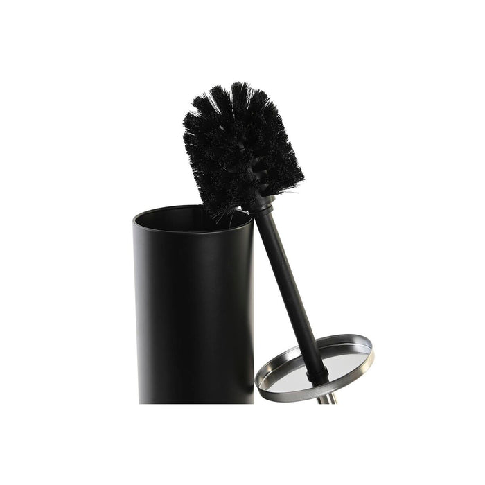 Perie pentru toaletă DKD Home Decor 10 x 10 x 38,4 cm Argintiu Negru Metal Oțel inoxidabil