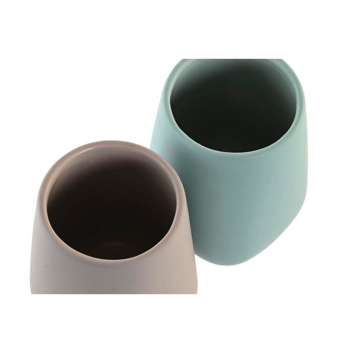 Suport pentru periuțe de dinți DKD Home Decor Verde Bej Dolomite 8 x 8 x 11 cm (2 Unități) (12 Unități)