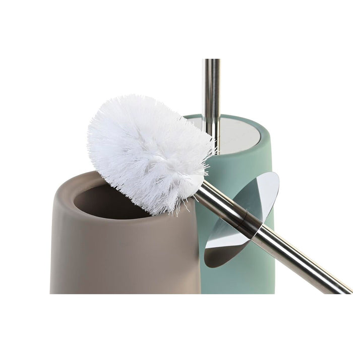 Perie pentru toaletă DKD Home Decor 11 x 11 x 41 cm Bej Oțel inoxidabil Verde Dolomite (2 Unități)