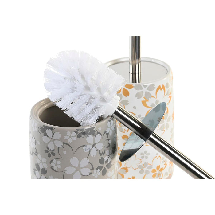 Perie pentru toaletă DKD Home Decor Gri Bej Aluminiu Dolomite 10 x 10 x 36 cm (2 Unități)