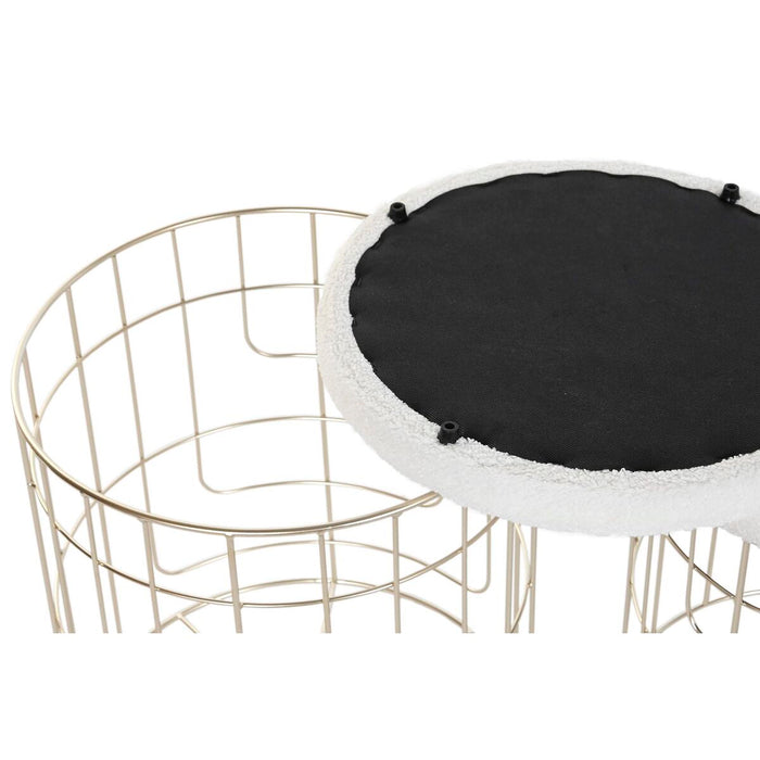 Suport pentru Picioare DKD Home Decor Bej Auriu* Metal Poliester Alb Modern (38 x 38 x 44 cm) (35 x 35 x 40 cm)