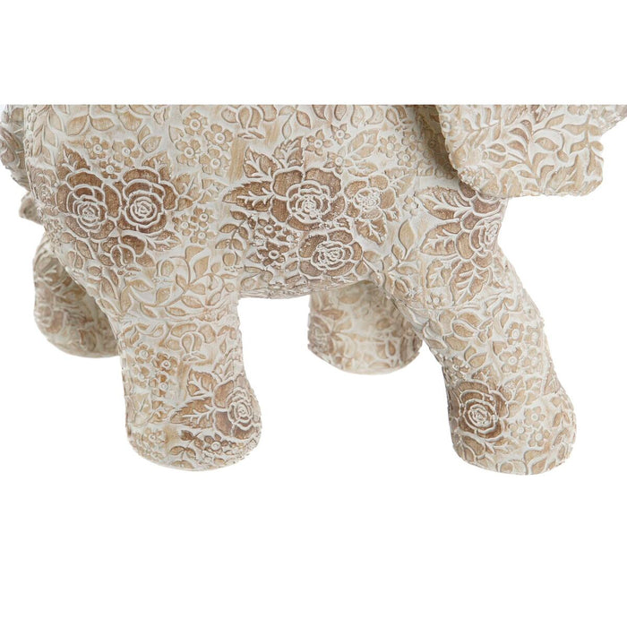 Figură Decorativă DKD Home Decor 22,7 x 11 x 20,8 cm Elefant Bej Auriu* Colonial (2 Unități)
