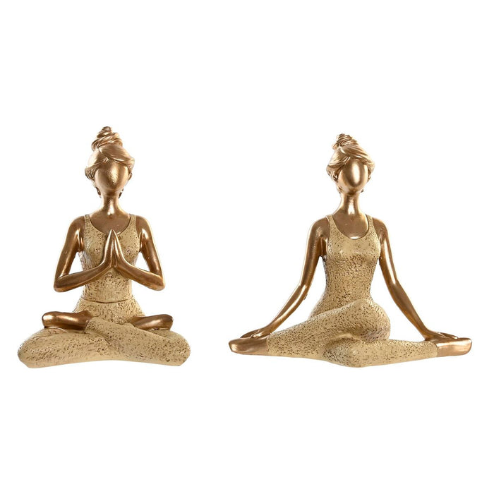 Figură Decorativă DKD Home Decor Auriu* Yoga 19,5 x 11,5 x 18 cm (2 Unități)