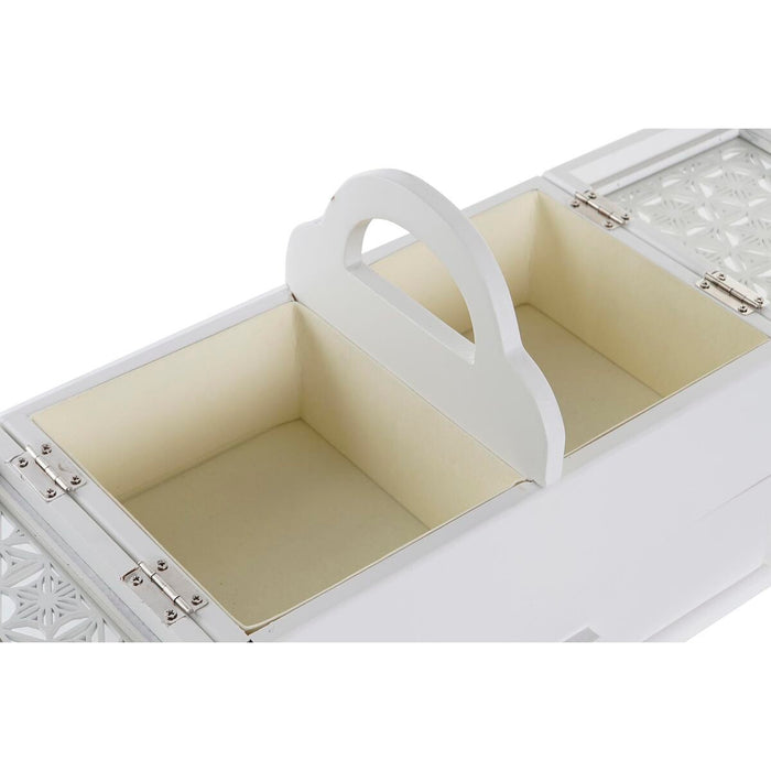 Casetă de Bijuterii DKD Home Decor Geam Alb Fildeș Lemn MDF 30 x 17 x 24 cm