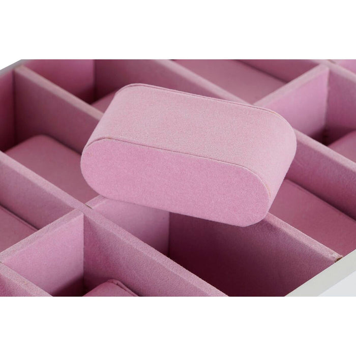 Cutie de ceasuri DKD Home Decor Alb Roz deschis Geam Lemn MDF 29 x 20 x 9 cm (12 Unități)