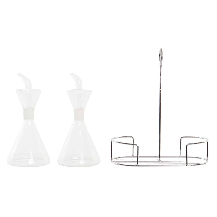 Set de ulei și oțet DKD Home Decor 200 ml 19,5 x 10 x 23,5 cm Metal Transparent 2 Unități Sticlă borosilicată