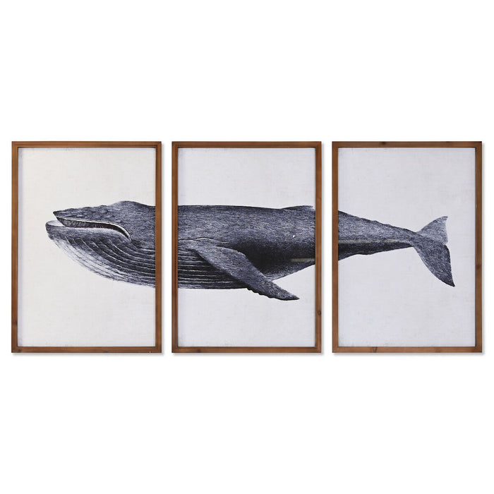 Set de 3 tablouri DKD Home Decor 150 x 2 x 70 cm Balenă
