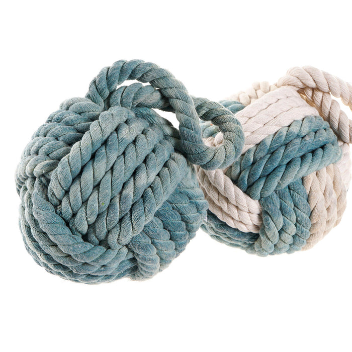 Figură Decorativă DKD Home Decor Albastru Maro Alb Nod 14 x 14 x 28 cm Mediterană (3 Piese)
