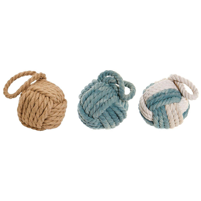 Figură Decorativă DKD Home Decor Albastru Maro Alb Nod 14 x 14 x 28 cm Mediterană (3 Piese)