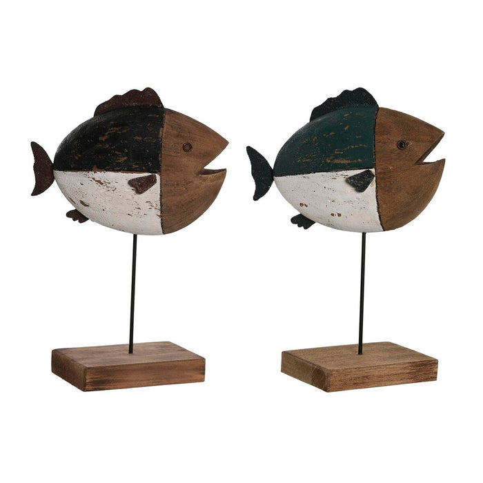 Figură Decorativă DKD Home Decor Multicolor Natural Pește 18 x 8 x 26 cm (2 Unități)