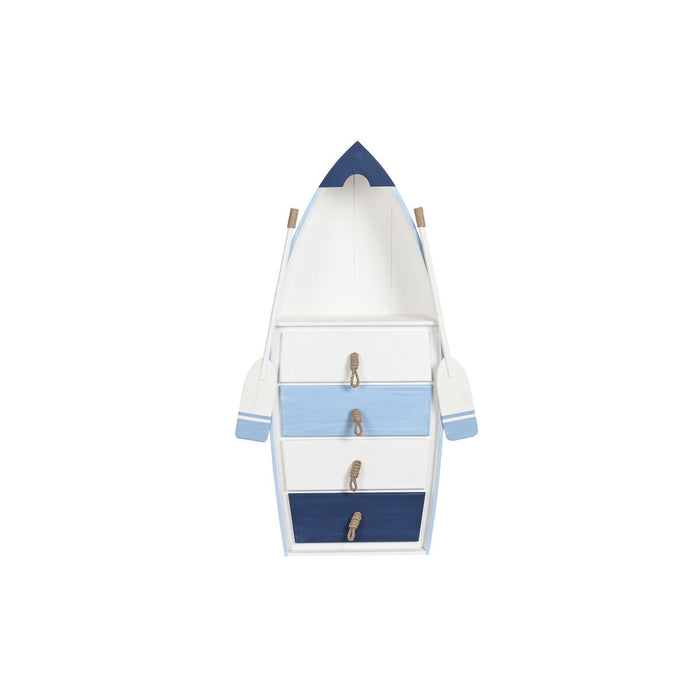 Raft DKD Home Decor 76 x 29 x 133 cm Brad Въже Alb Albastru celest Bleumarin Lemn MDF