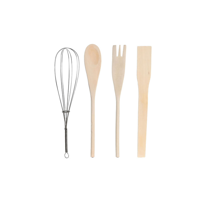 Suport pentru ustensile de bucătărie DKD Home Decor Roz Metal Alb 12 x 12 x 22 cm Dolomite Lemn MDF (5 Unități)