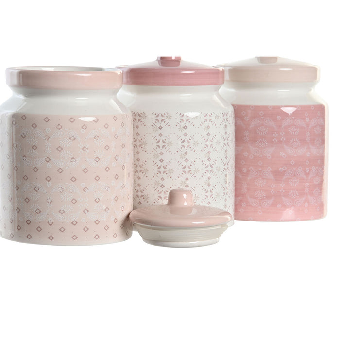 Staniu DKD Home Decor 12 x 12 x 16 cm Roz Alb Dolomite (3 Unități)