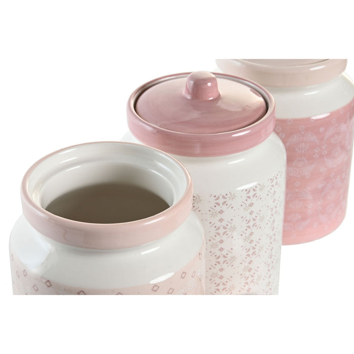 Staniu DKD Home Decor 12 x 12 x 16 cm Roz Alb Dolomite (3 Unități)